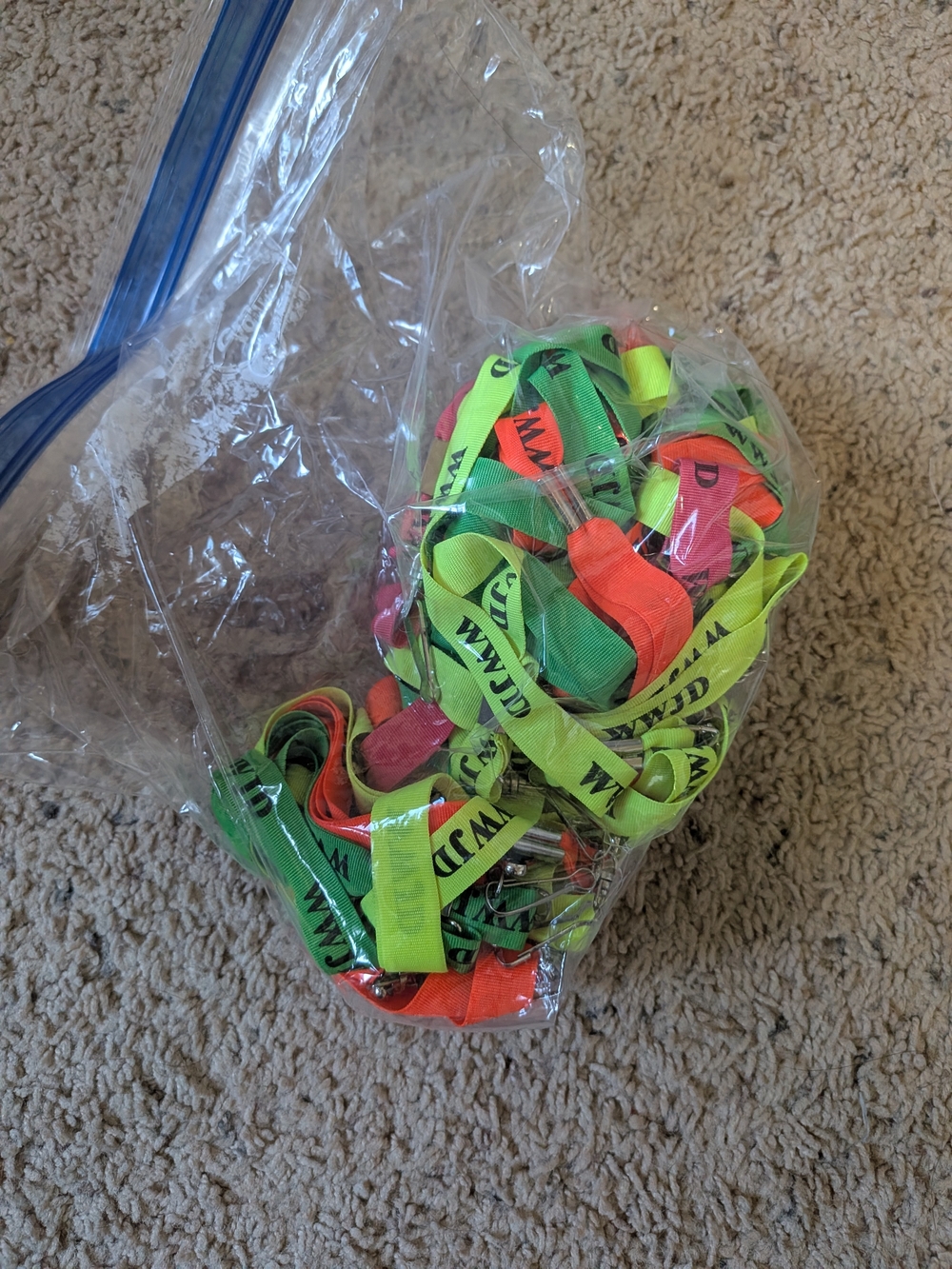 Kids Bright Neon Lanyards with Metal Clip - Multi-Color WWJD